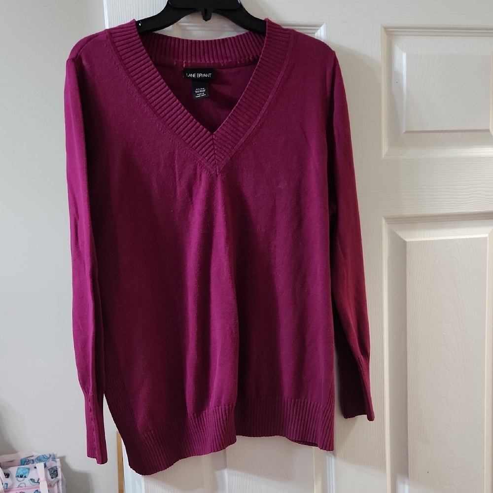 Lane Bryant Deep Red V-Neck Sweater